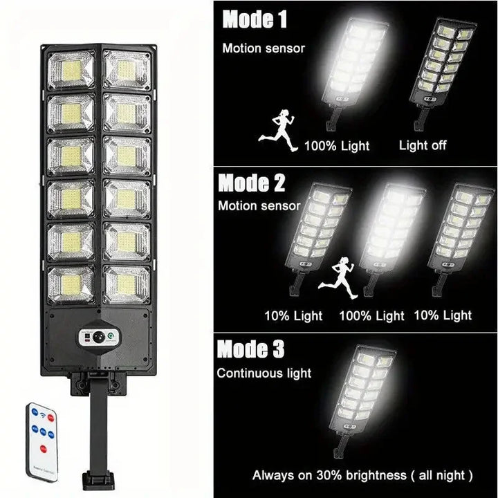 Weatherproof Tavvitaimp18 solar street light, featuring an efficient solar panel for eco-friendly outdoor LED lighting.