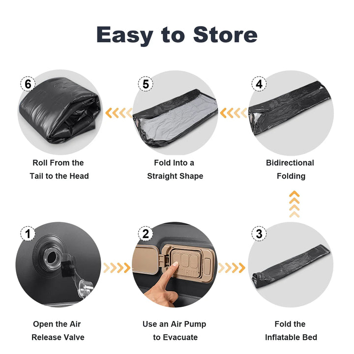 Outdoor comfort gear: Inflatable camping pad with integrated pump. Ideal for hiking & overnight stays.