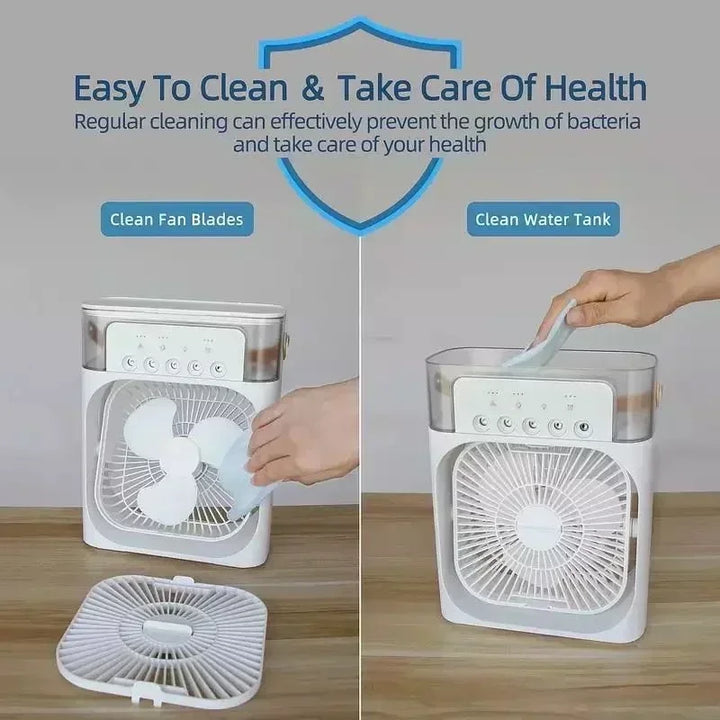 Stay cool with Tavvitaimp18 portable personal air cooler, fan, humidifier & LED light for ultimate comfort.