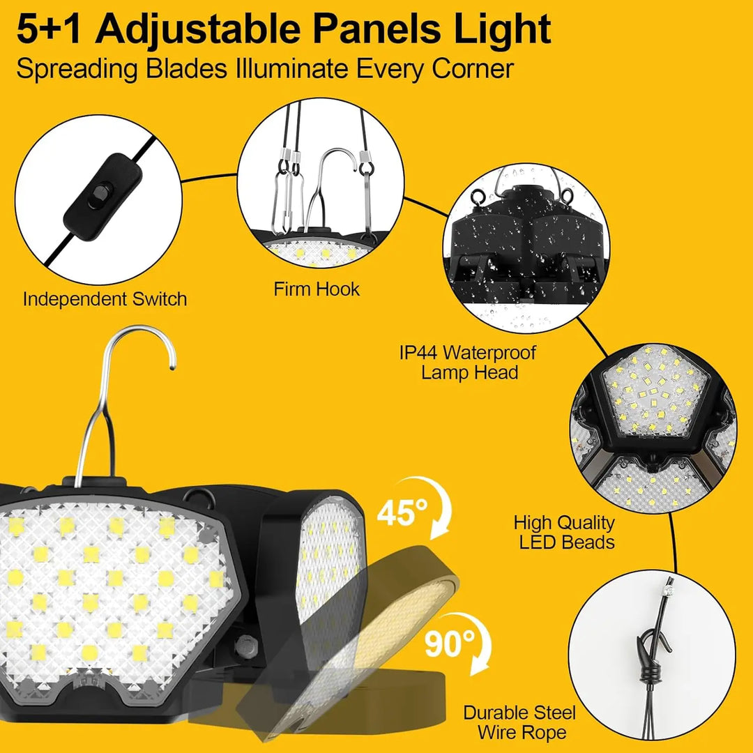 Compact portable LED emergency light, 20V cordless for camping & outdoor use. Bright floodlight for power outages.