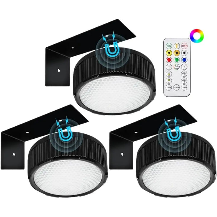 Versatile set of 3 LED art display lights, remote-controlled & adjustable for modern home decor accent lighting.