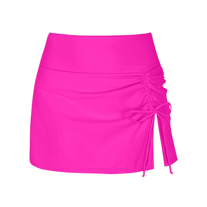 Trendy ruched swim skirt, high-waist design for women. Perfect beachwear for a stylish summer vacation.