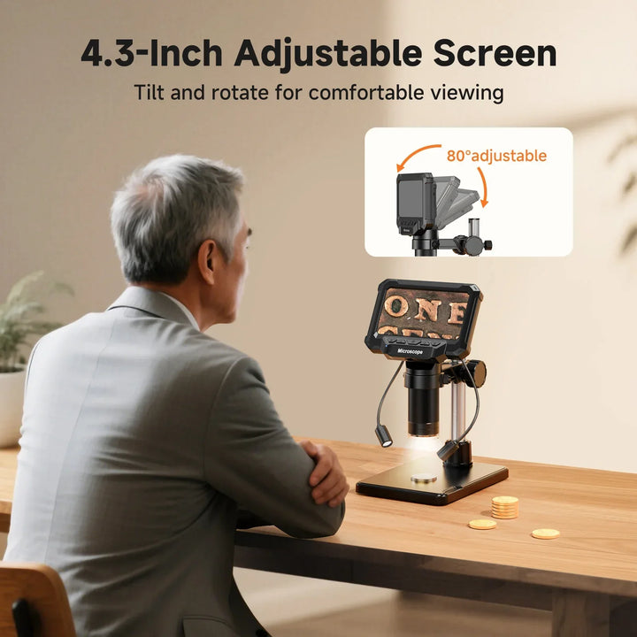 Precision 4.3-inch HD digital microscope for soldering, electronics repair, & intricate work.