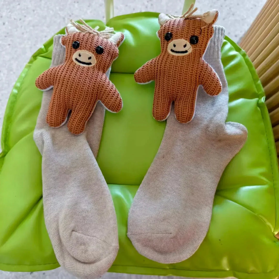 Comfortable non-slip house socks with a novelty 3D animal design, ideal for warm, secure home wear.