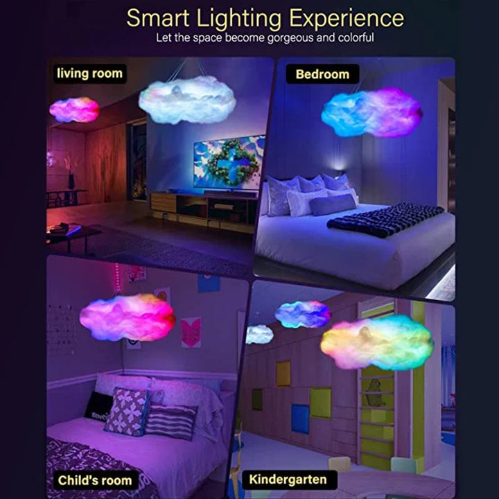 Vibrant LED thundercloud lamp with dynamic 3D cloud design, creating ambient lighting and mood for any room.