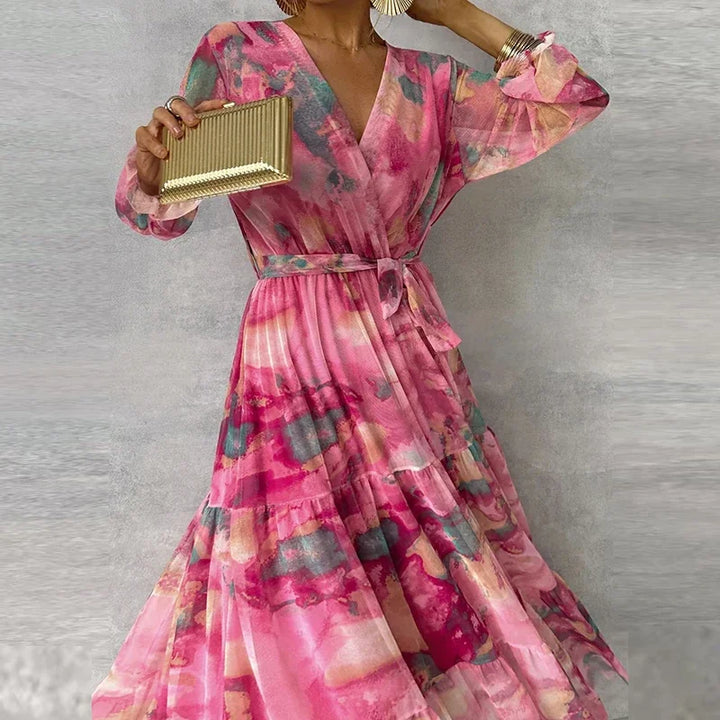 Versatile women's long floral maxi dress, perfect for timeless style & elegant summer parties.