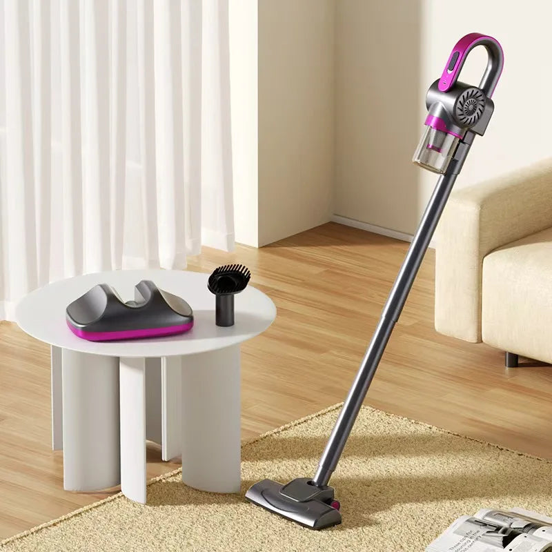 Purple 3-in-1 cordless handheld vacuum for versatile cleaning of car, home, and PC dust. Portable & rechargeable.