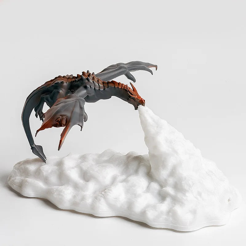 3D printed dragon LED night lamp, USB rechargeable, glowing for kids room decor.