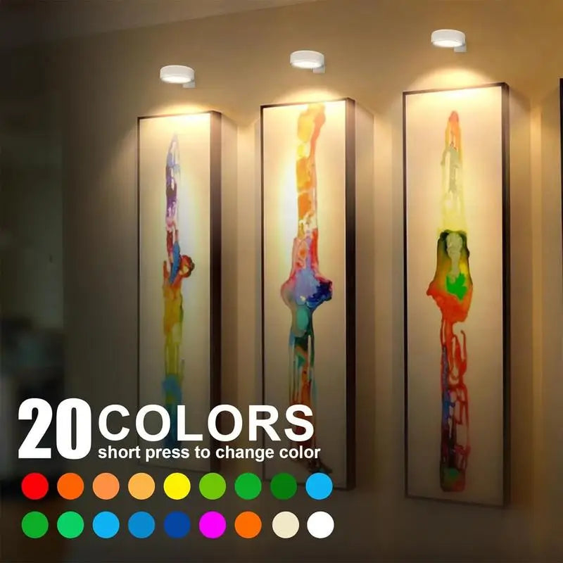 Wireless dimmable LED accent wall lamps with remote control, perfect for picture lighting.