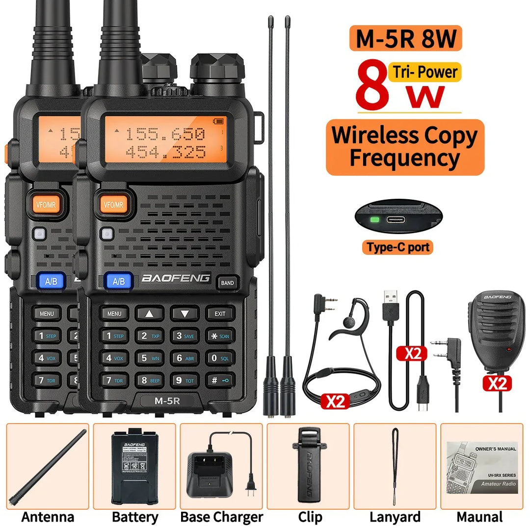Robust long-range 8W two-way radio, designed for reliable outdoor, emergency, & security communication.
