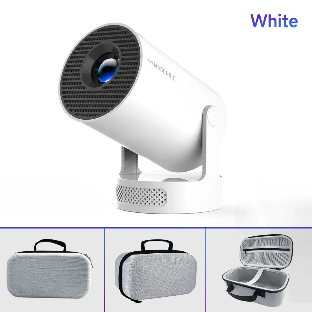 Portable projector in a living room setup, enhancing a home theater experience.