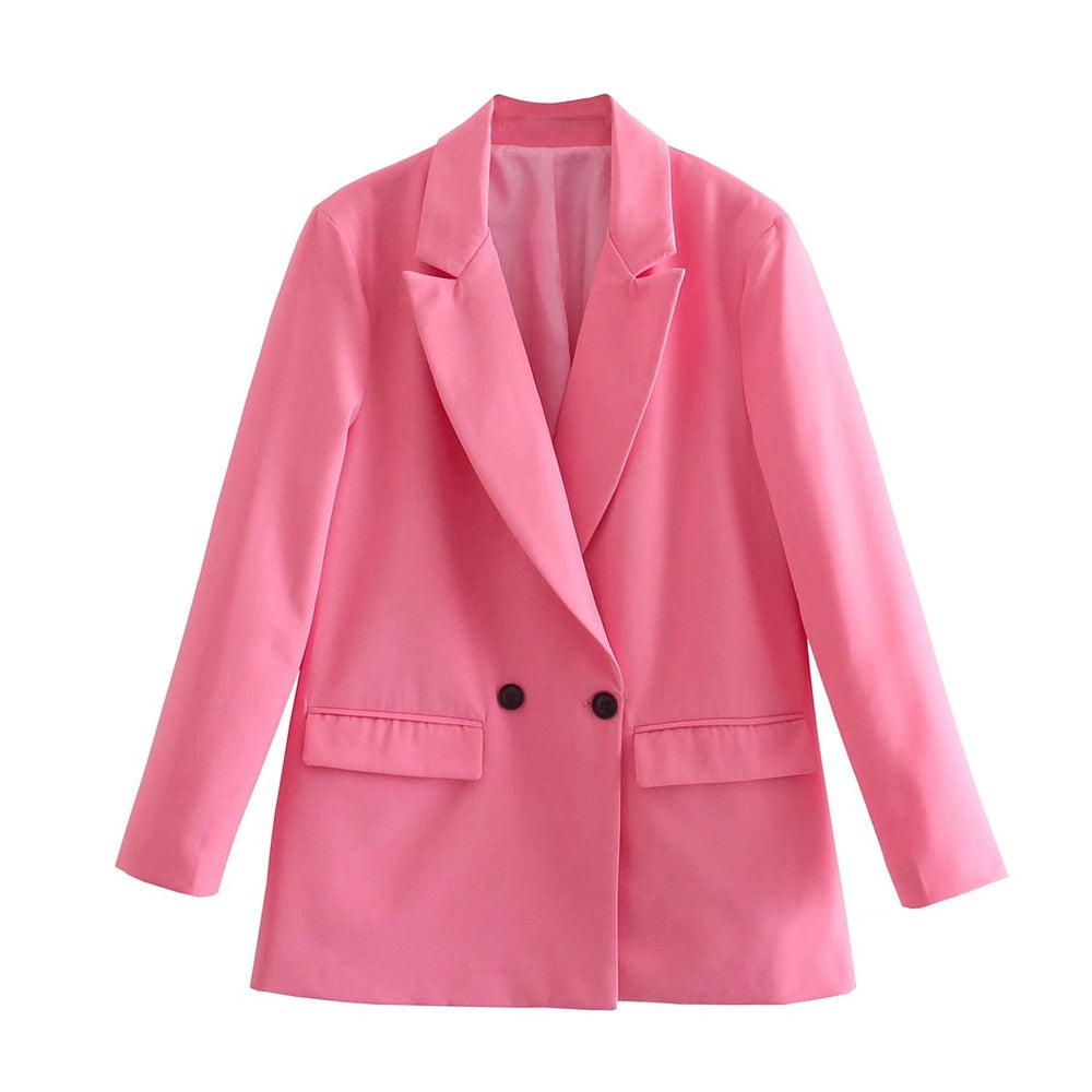 Women's professional double-breasted blazer, combining comfort with office elegance.