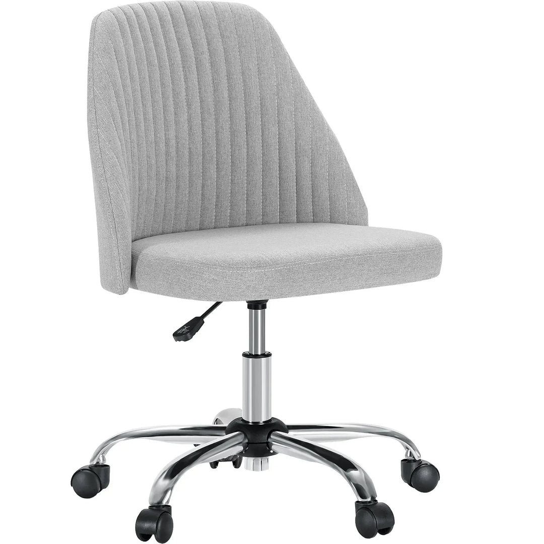 Versatile compact swivel chair, excellent as a home office desk chair or stylish vanity seat, adjustable height.