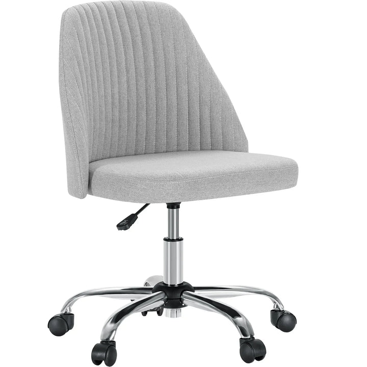 Versatile compact swivel chair, excellent as a home office desk chair or stylish vanity seat, adjustable height.