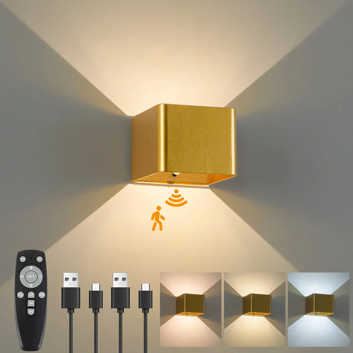 Versatile cordless LED night light with motion sensor & remote. Perfect for bedroom & hallway lighting.