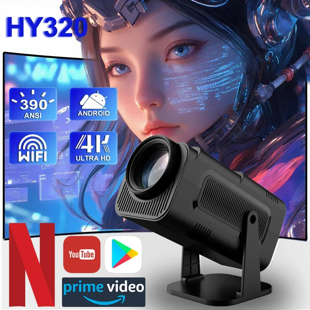 Tavvitaimp18 4K Android 11 smart projector. Delivers crisp images for home theater or outdoor movies.