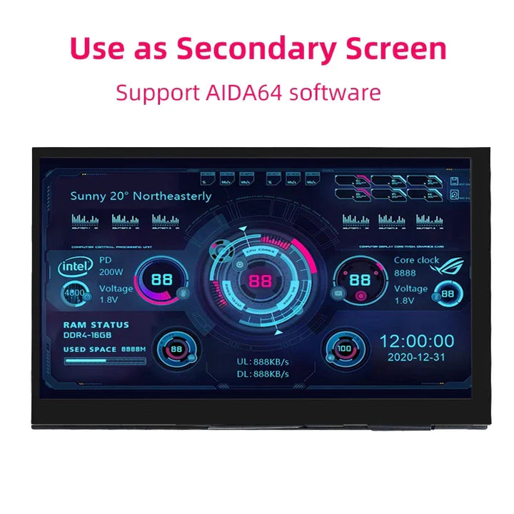Ultra-compact 7-inch USB-powered touchscreen monitor. Ideal portable display for mini PCs, laptops & Raspberry Pi projects.