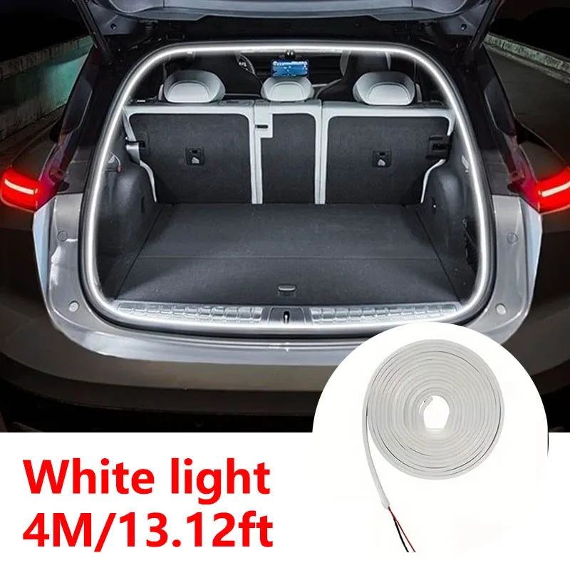 Vehicle trunk LED light strip with motion sensor. Provides brilliant, hands-free cargo illumination.