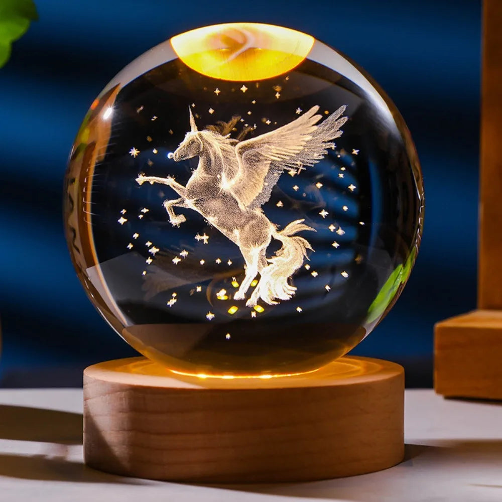 Novelty 3D axolotl LED crystal night light, a charming decorative lamp and whimsical addition to home decor.