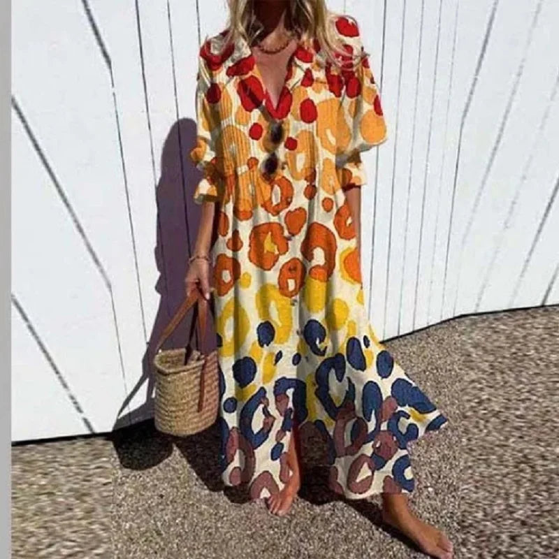 Comfortable women's maxi dress for summer vacations, offering effortless boho chic.