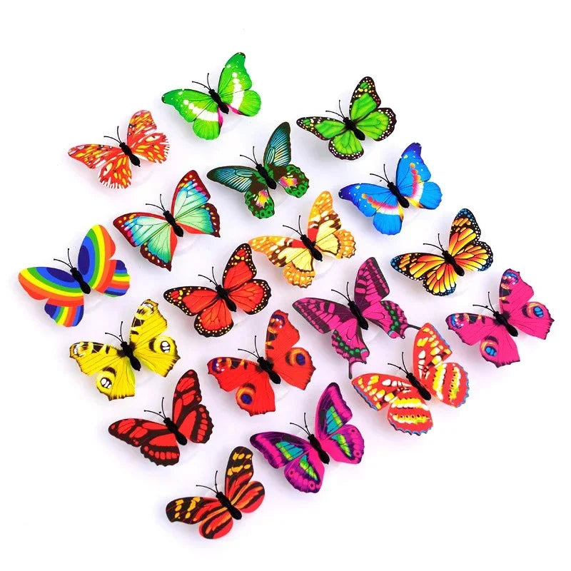 Colorful LED butterfly nightlight, stick-on wall lamp, perfect for kids' room decor & gentle illumination.
