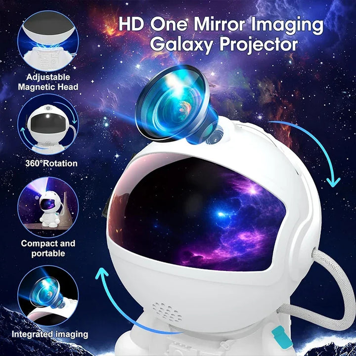 Galaxy projector creating a cosmic dream ambiance with 12 films, ideal for home relaxation & decor.