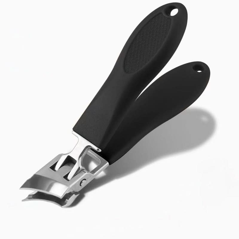 Durable stainless steel precision nail clipper with splash guard. Professional grooming for thick & ingrown nails.