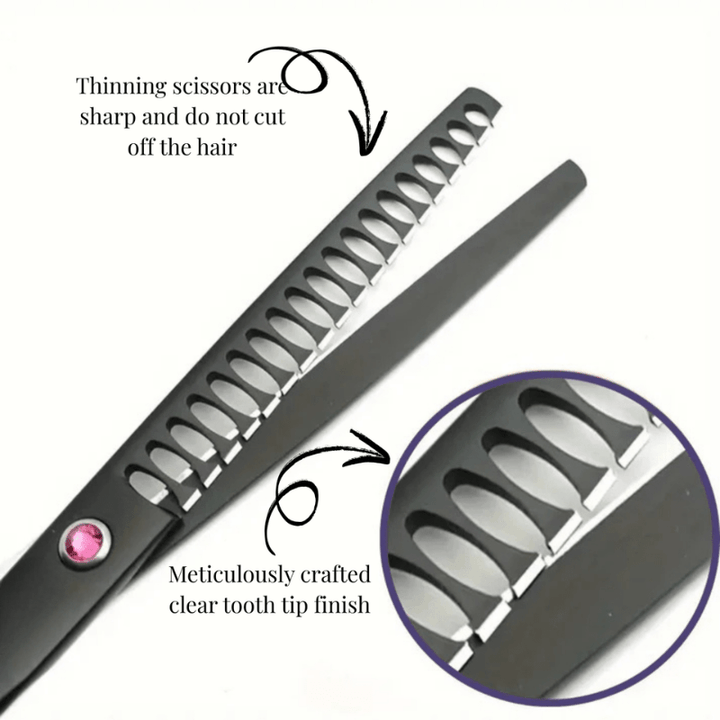 Professional dog grooming kit with quiet clippers & sharp scissors for a smooth, neat finish. Pet essentials.