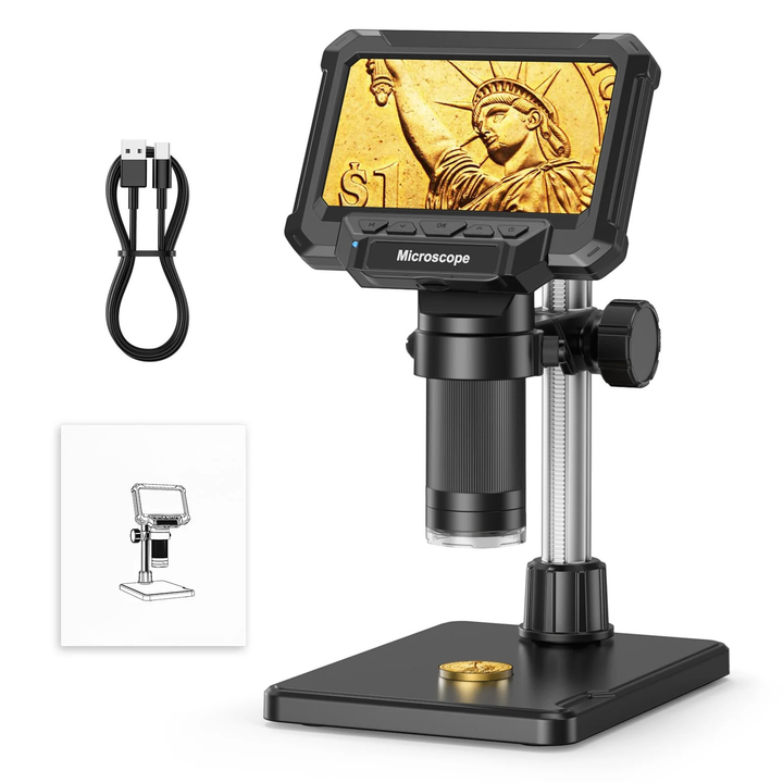 4.3-inch HD digital microscope with LED for detailed PCB inspection & electronics repair.