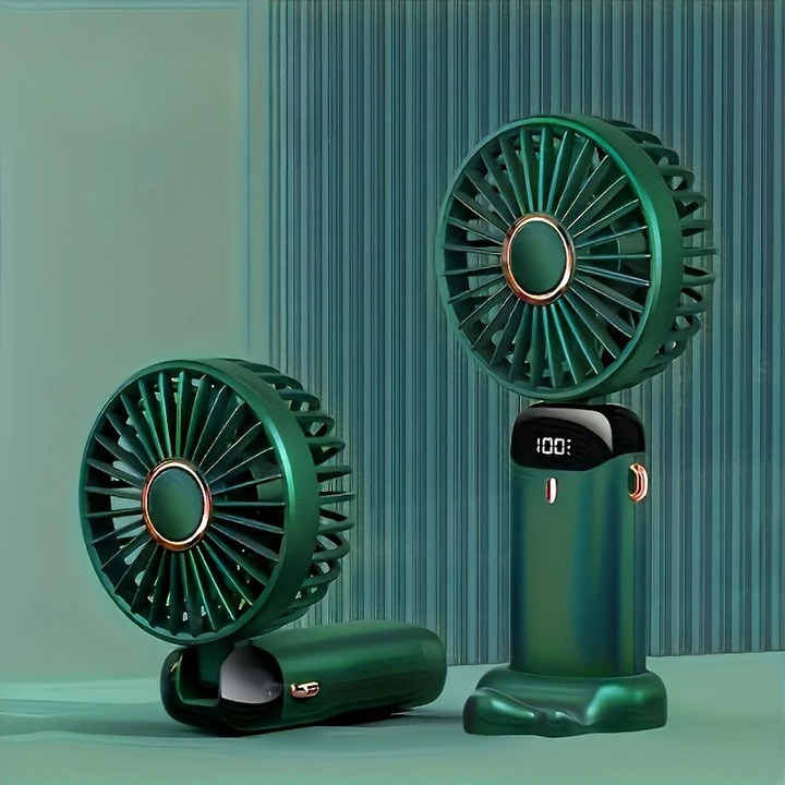 Unisex portable mini fan with 6 adjustable speeds, USB rechargeable for cool comfort.