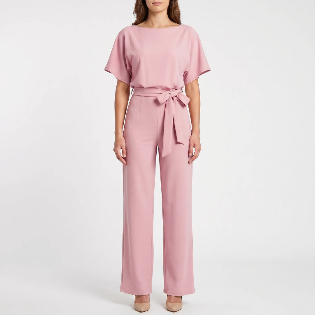 Stylish women's wide-leg jumpsuit. Perfect one-piece for evening wear or elegant casual looks, with batwing sleeves.