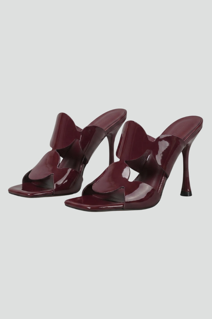 Women's elegant square toe stiletto high heel sandals, perfect for chic evening wear.