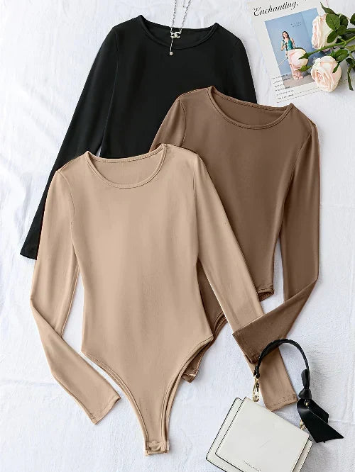Everyday fashion: Women's multi-pack long sleeve crew neck bodysuits, perfect for layering.