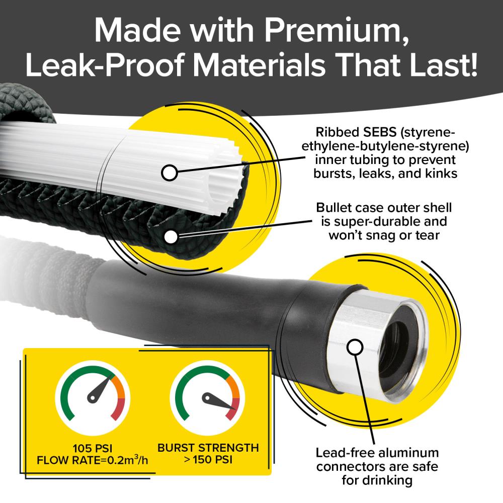 Auto - Expanding Water Hose with Durable Construction, 100 Ft - Lexians