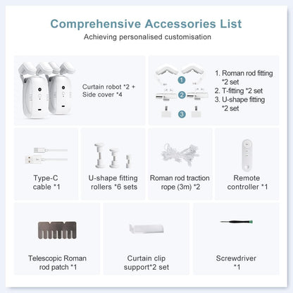 "Automatic curtain opener with bluetooth remote, sleek design, for modern home automation and effortless control."