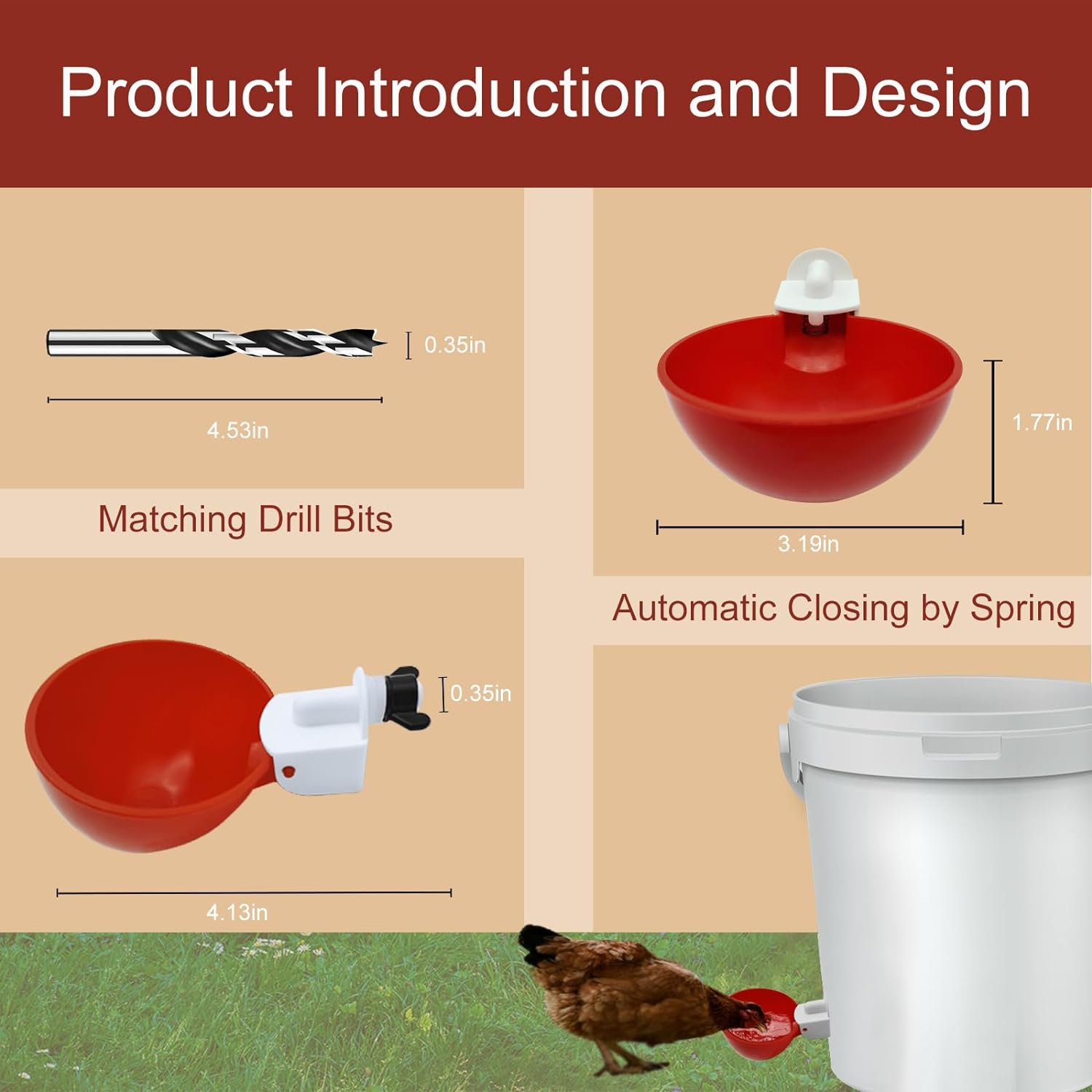 Automatic Poultry Waterer Cups Set for Chickens and Ducks - Lexians