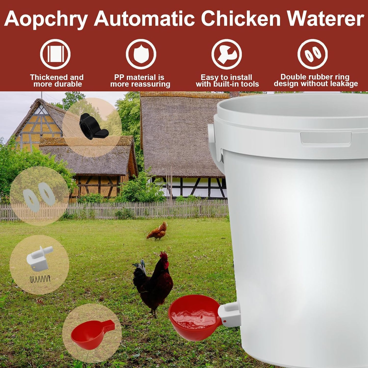 Automatic Poultry Waterer Cups Set for Chickens and Ducks - Lexians