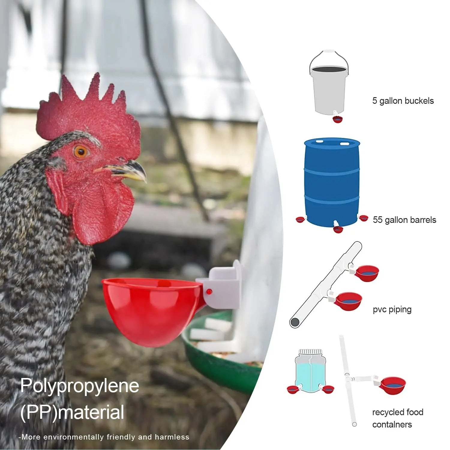 Automatic Poultry Waterer Cups Set for Chickens and Ducks - Lexians