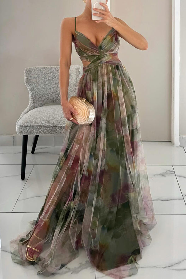 Chic sleeveless floral maxi dress, a flowy women's evening gown perfect for elegant summer wear.