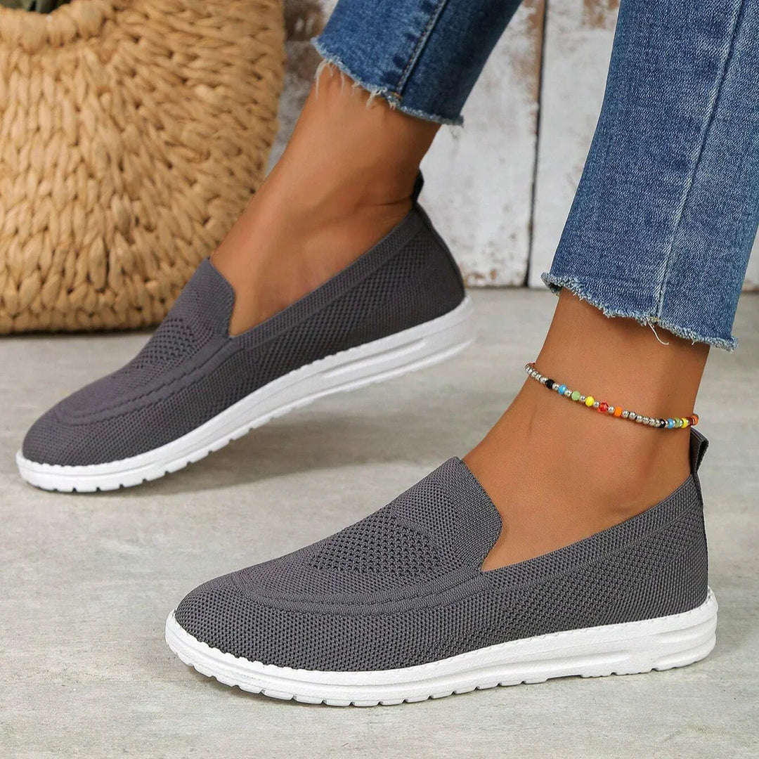"Beige women's orthopedic breathable summer sneakers with mesh upper and wide toe box, ideal for comfort and style."