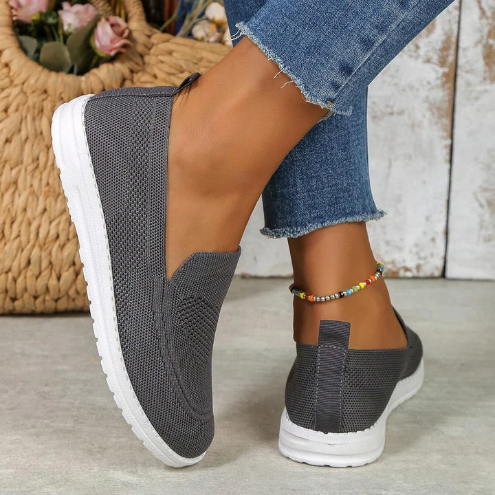 "Beige women's orthopedic breathable summer sneakers with mesh upper and wide toe box, ideal for comfort and style."
