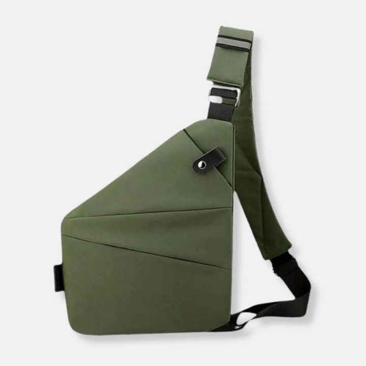 Unisex anti-theft sling bag, sleek design, perfect for urban adventure.
