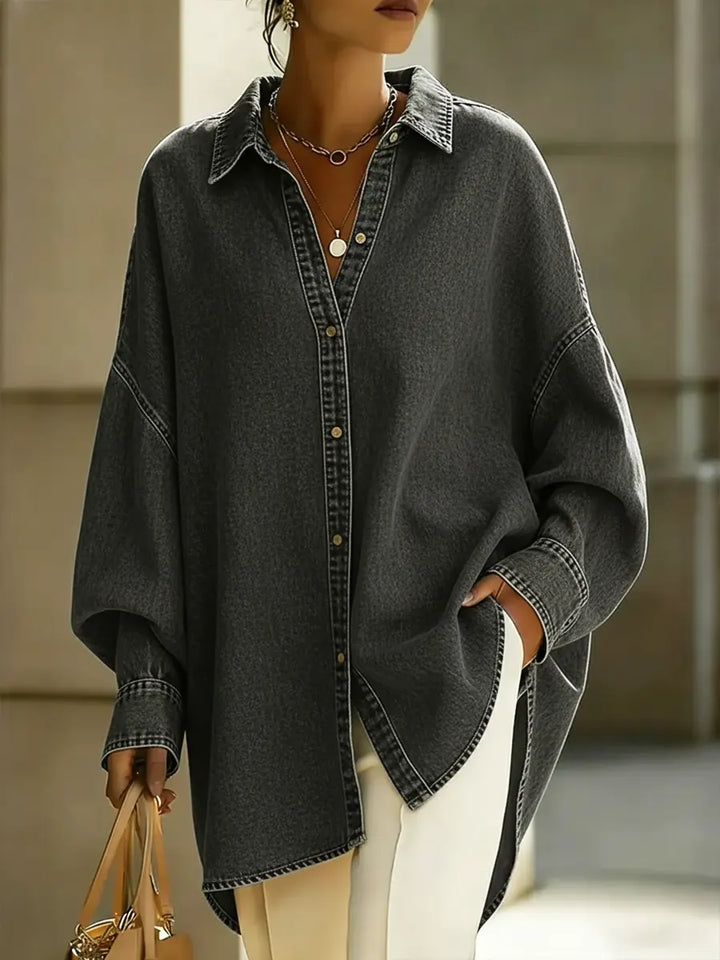 Women's comfortable loose fit casual shirt in a vibrant blue, ideal for spring & summer everyday wear.