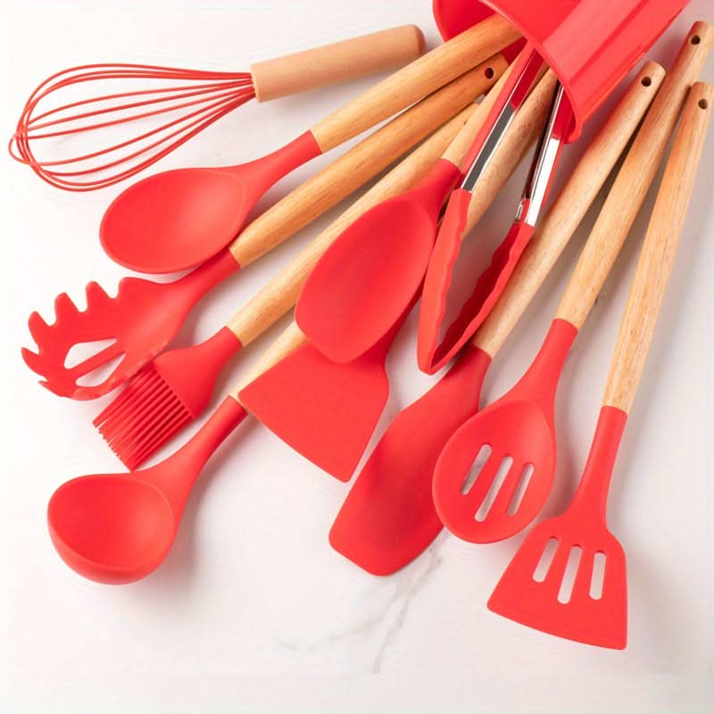 Upgrade your kitchen with this 12-piece silicone utensil set, perfect for any cooking task.