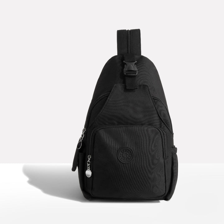 Versatile unisex anti-theft shoulder bag in black, with discreet hidden pockets. Perfect urban gear for daily use & travel.