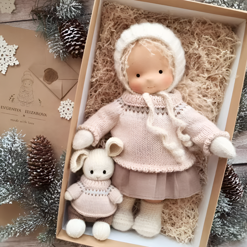 Waldorf doll for kids, soft & natural, promoting imaginative and open-ended play.