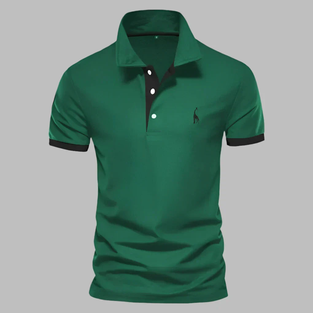 Versatile men's classic polo shirt with modern contrast trim, ideal for everyday & smart casual outfits.