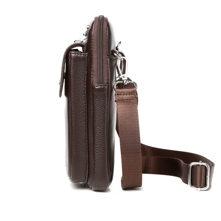 New men's vertical crossbody bag: sleek, modern, with a functional front pocket for essential daily items.