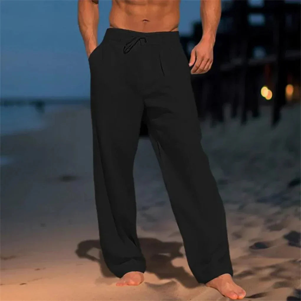 Stylish men's relaxed fit dress pants for a smart casual look. Drawstring waist offers ultimate comfort for all-day wear.