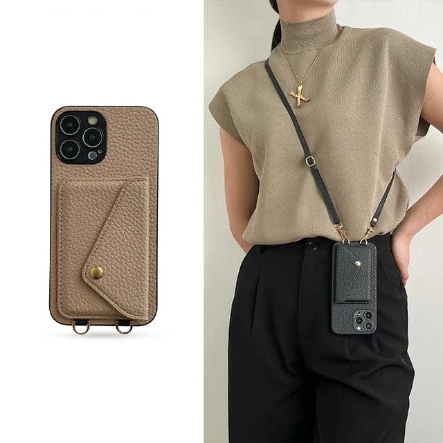 Women's compact phone bag with wallet & adjustable strap. Perfect crossbody or shoulder pouch for iPhone.